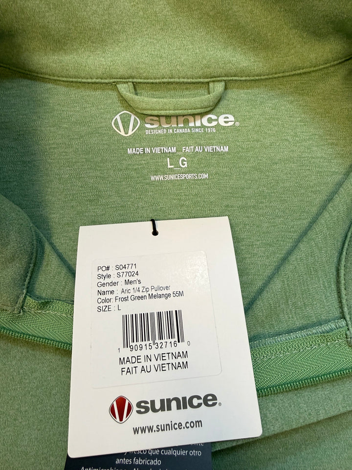 Sunice Aric Aerosoft Performance Pullover Quarter Zip - Frost Green - Large