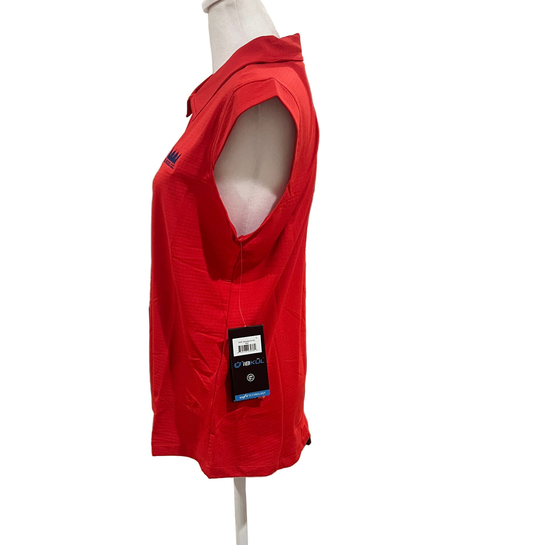 IBKUL Sleeveless Zip Polo (w/logo) - Red - Large