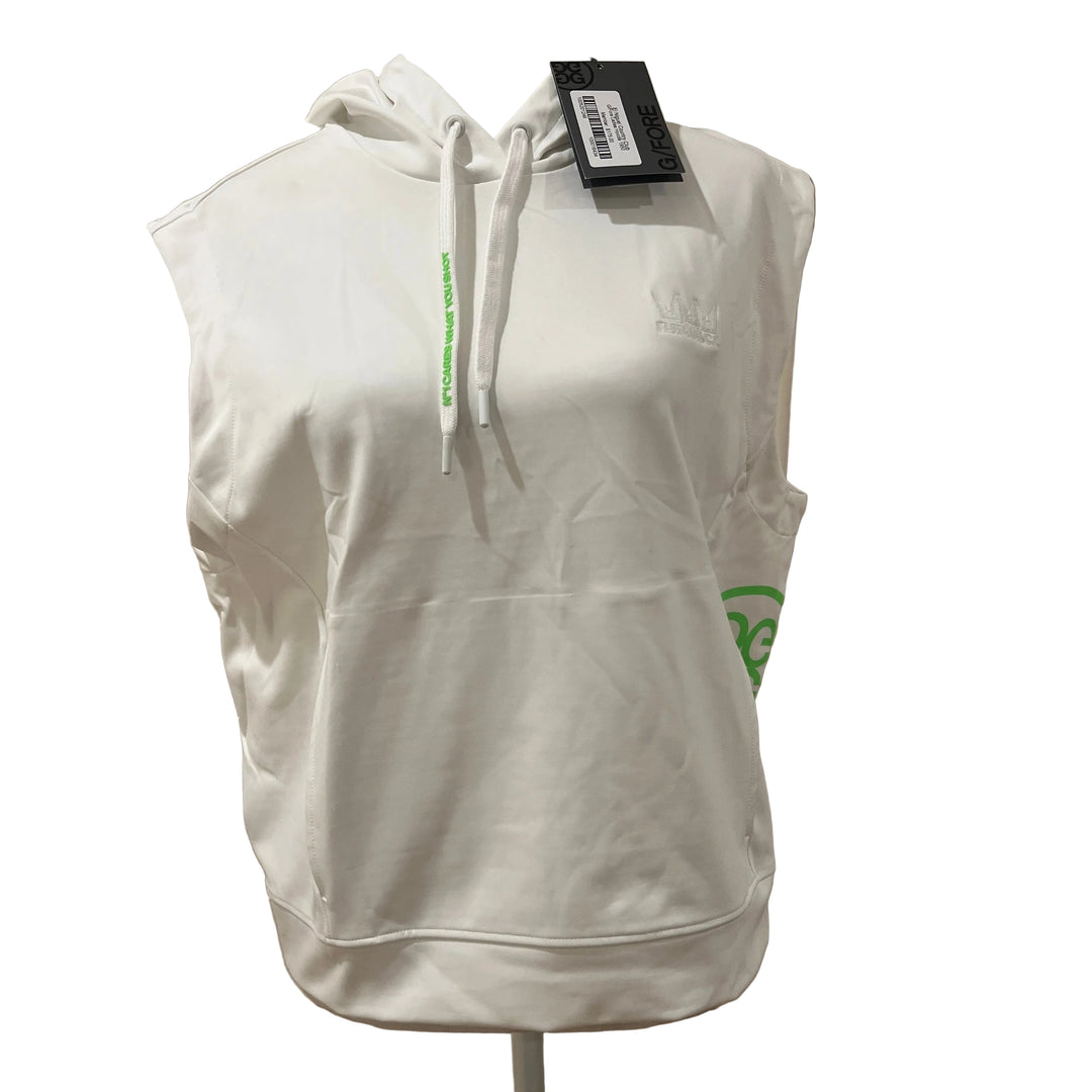 G/FORE Cropped S/L Hoodie (w/ logo) - Snow - Skorzie