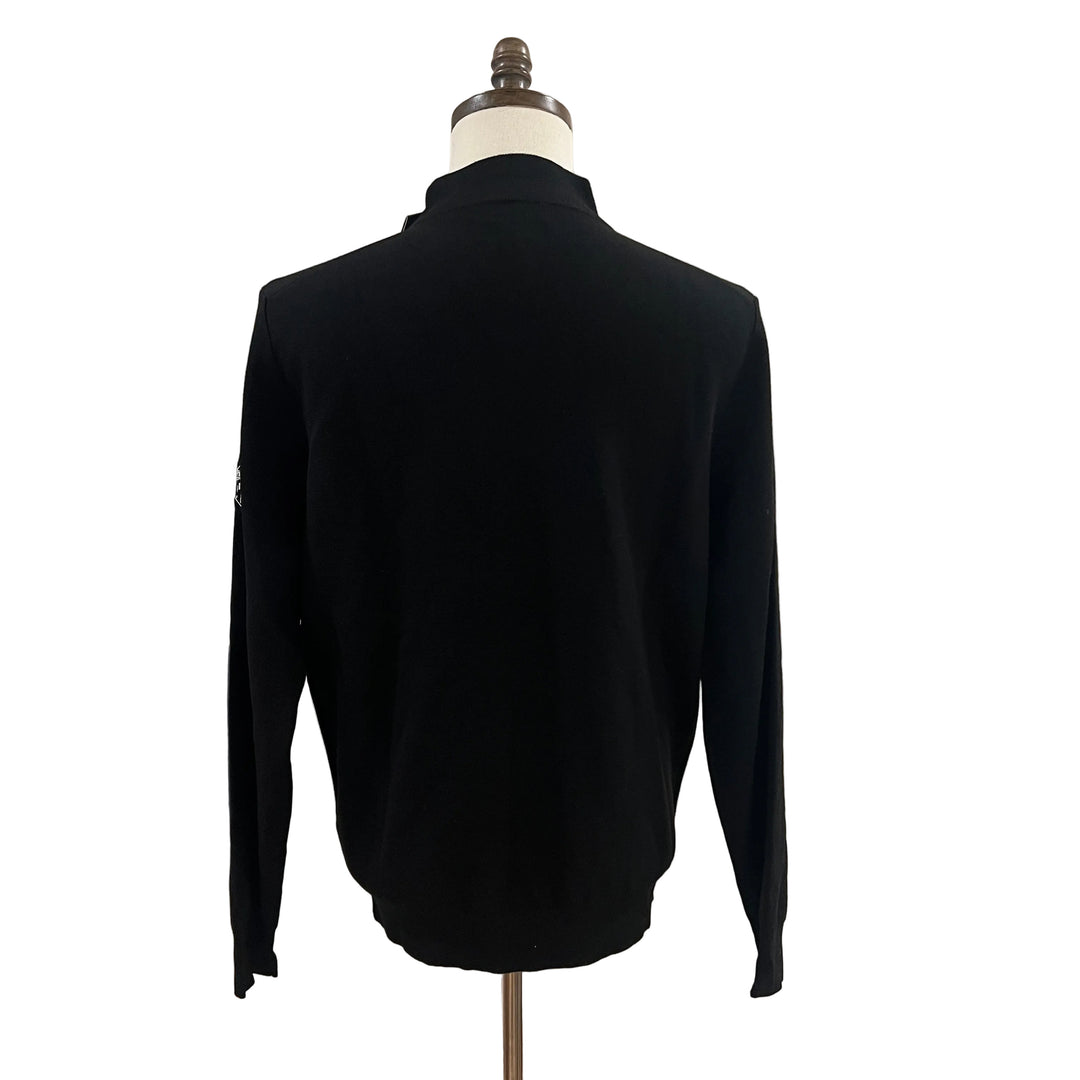 G/FORE Men's V-Neck Merino Zip Sweater (w/logo) - Onyx - Medium - Skorzie