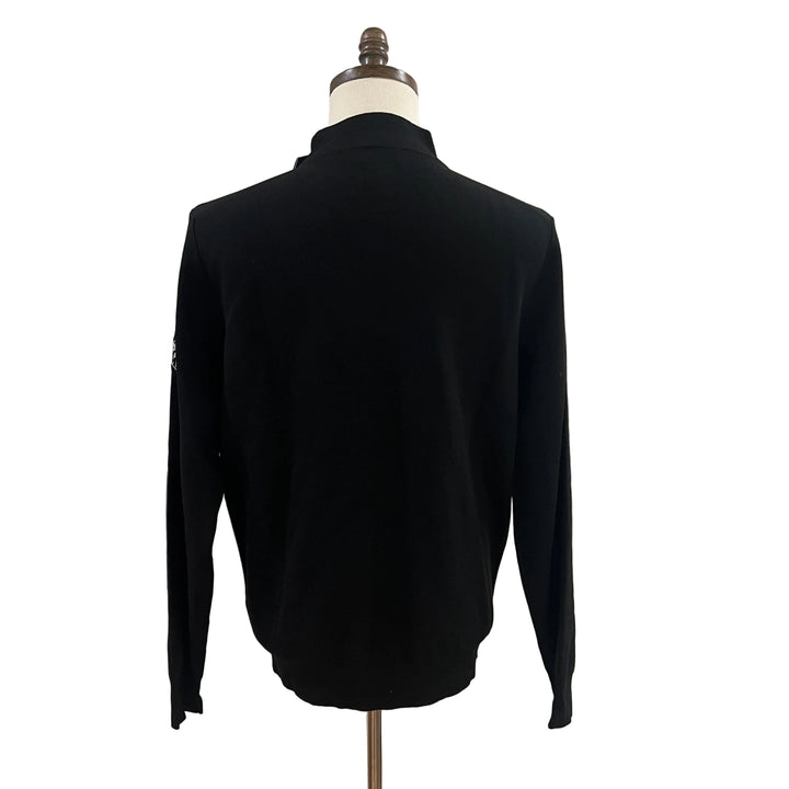 G/FORE Men's V-Neck Merino Zip Sweater (w/logo) - Onyx - Medium - Skorzie