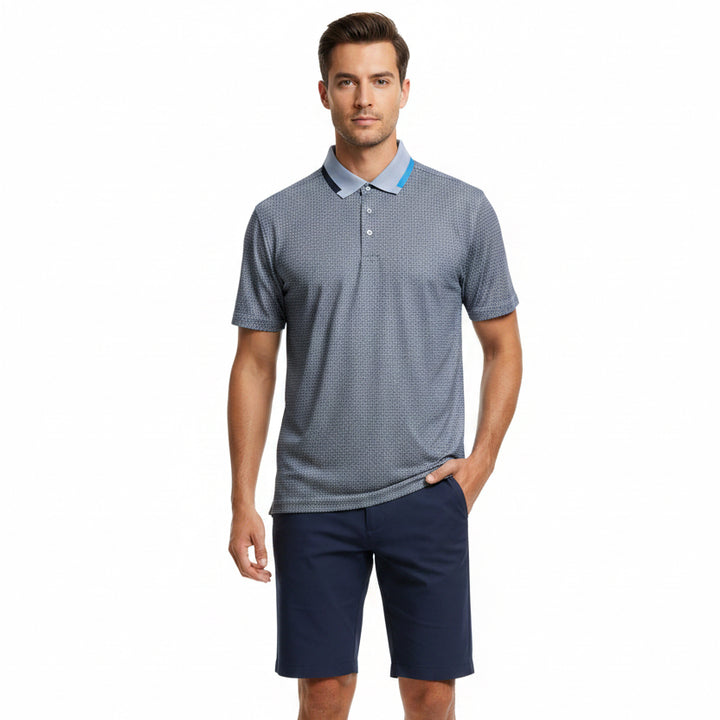 G/FORE Men's Polo Mosaic Tech Jersey Willow/Snow Size M