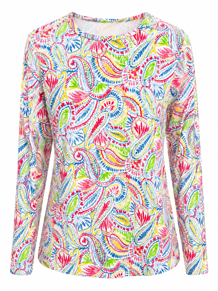 IBKUL Massie Long Sleeve Crew Neck Top - Watermelon
