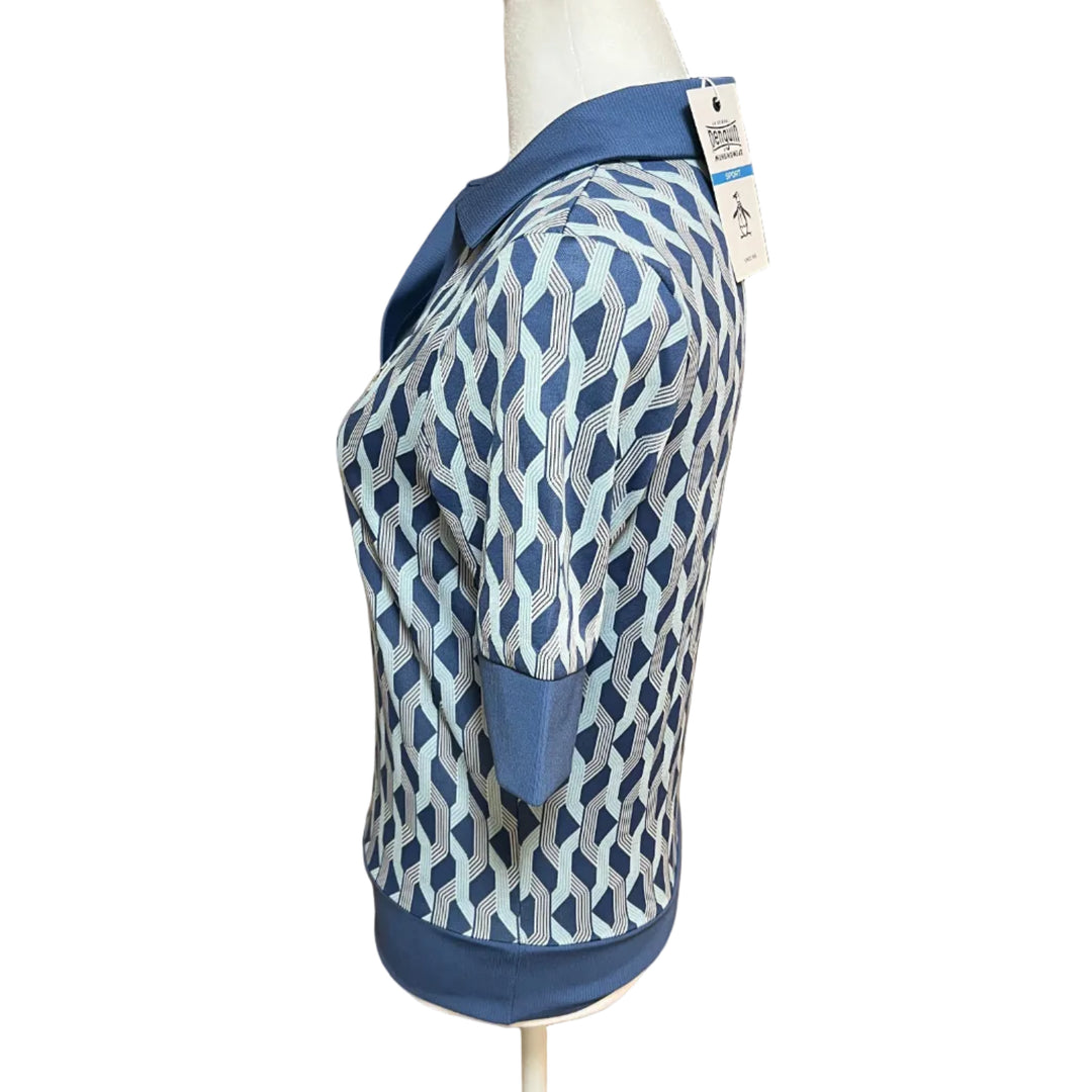 Penguin Half-Sleeve Geometric Top - True Navy - Small - Skorzie