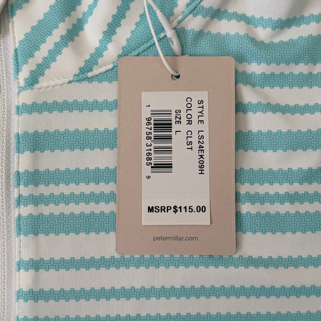 Peter Millar Women's Golf Top Basketweave Print (w/logo) Celeste Size L