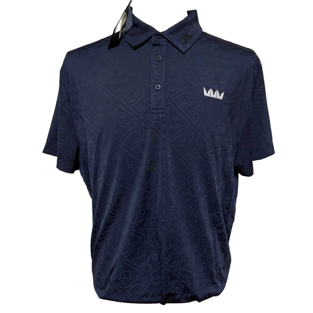 J.Lindeberg Bison Regular Fit Jacquard Polo (w/logo) - JL Navy - X-Large - Skorzie