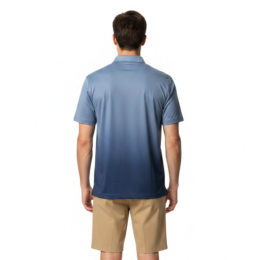 G/FORE Men's Polo Gradient Tech Jersey Willow/Dark Blue Size M