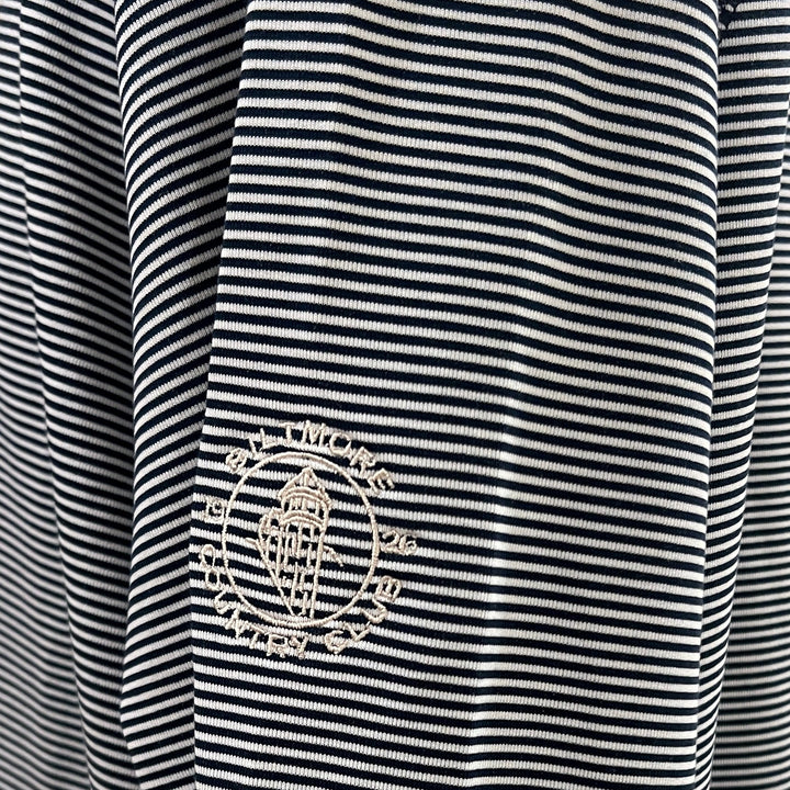 FootJoy French Terry Feeder Stripe Crewneck (w/logo) - Navy/White - Skorzie