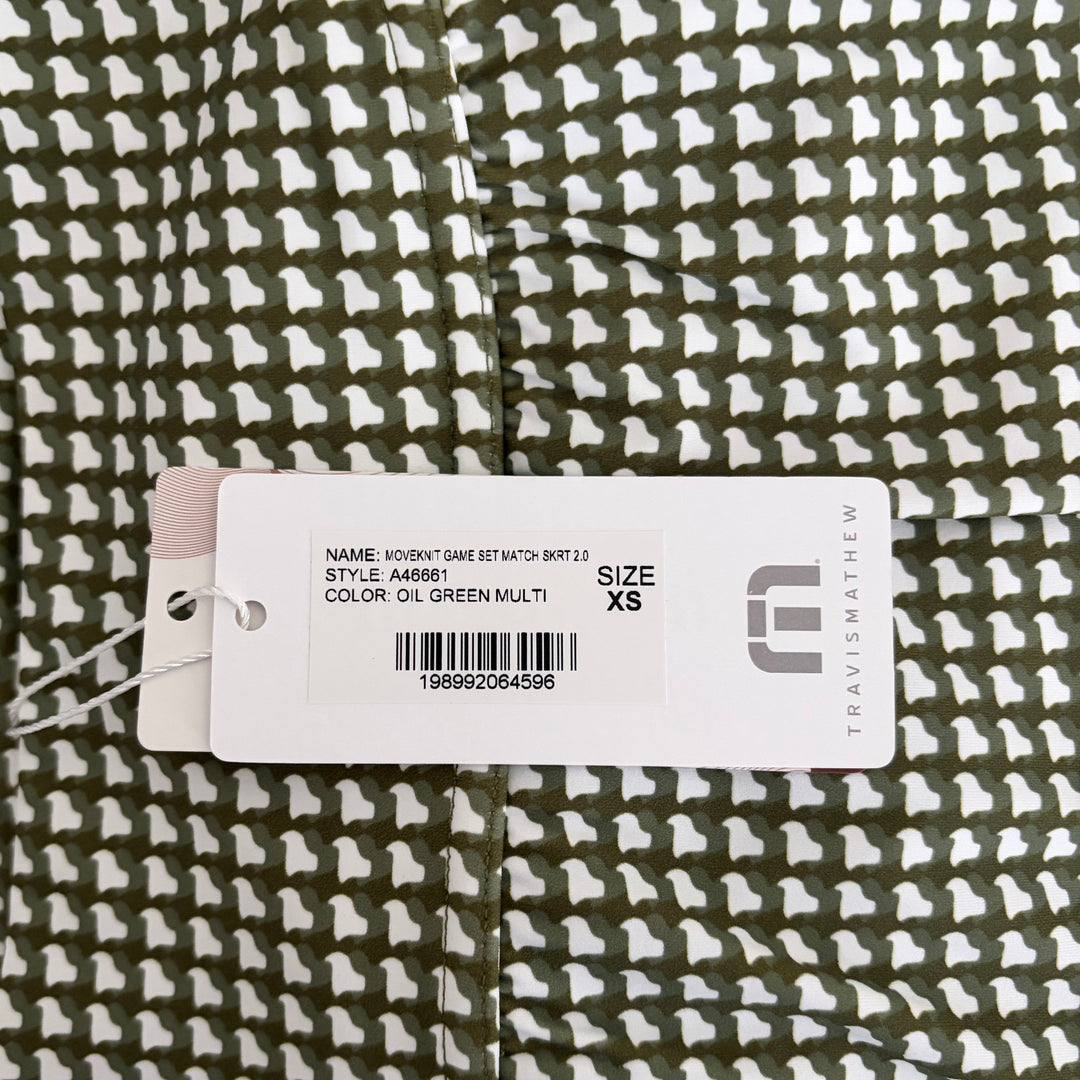 Travis Mathew Women's Skort Moveknit Game Set Match 2.0 (15") Oil Green Multi Size XS