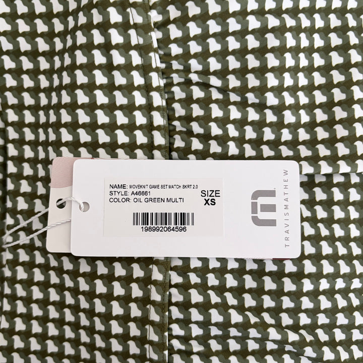 Travis Mathew Women's Skort Moveknit Game Set Match 2.0 (15") Oil Green Multi Size XS
