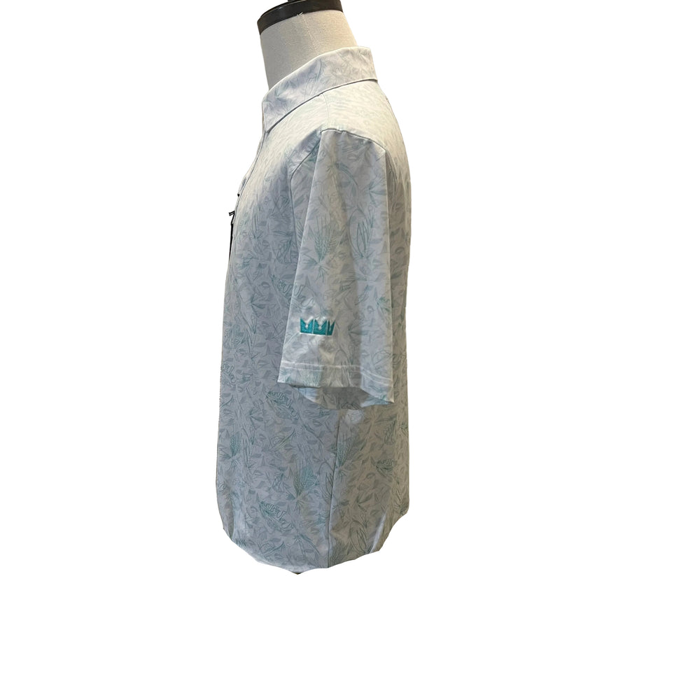 Straight Down Palm Polo (w/ logo) - Blue/Green - Skorzie