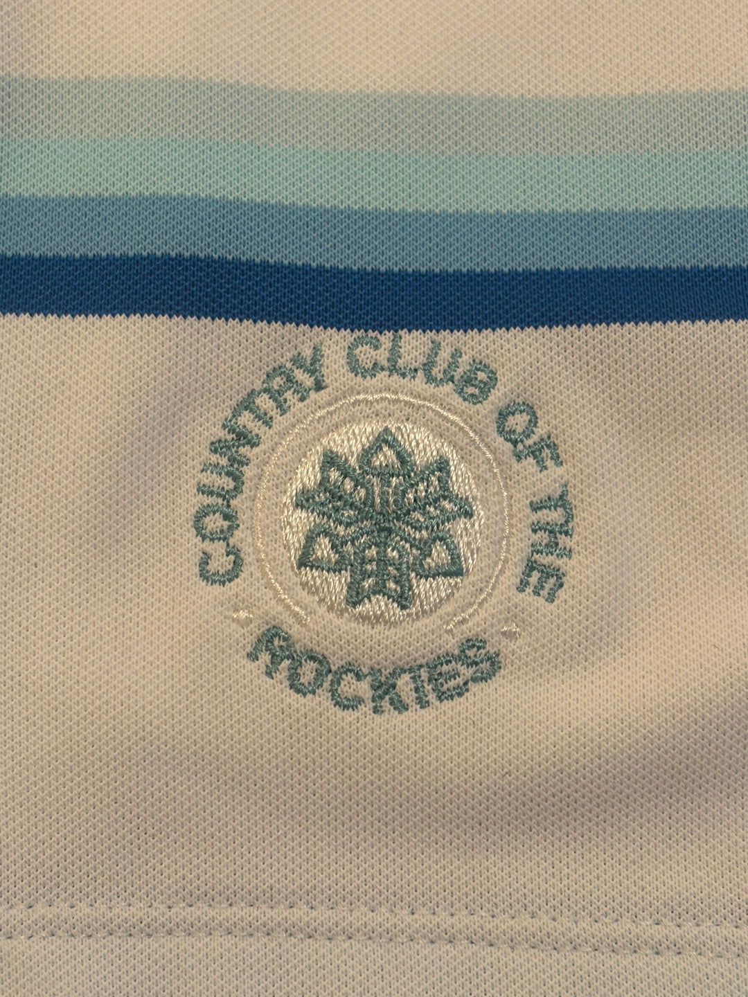 G/FORE Women's S/L Golf Polo Offset Stripe (w/ logo) Snow/Oasis Size M