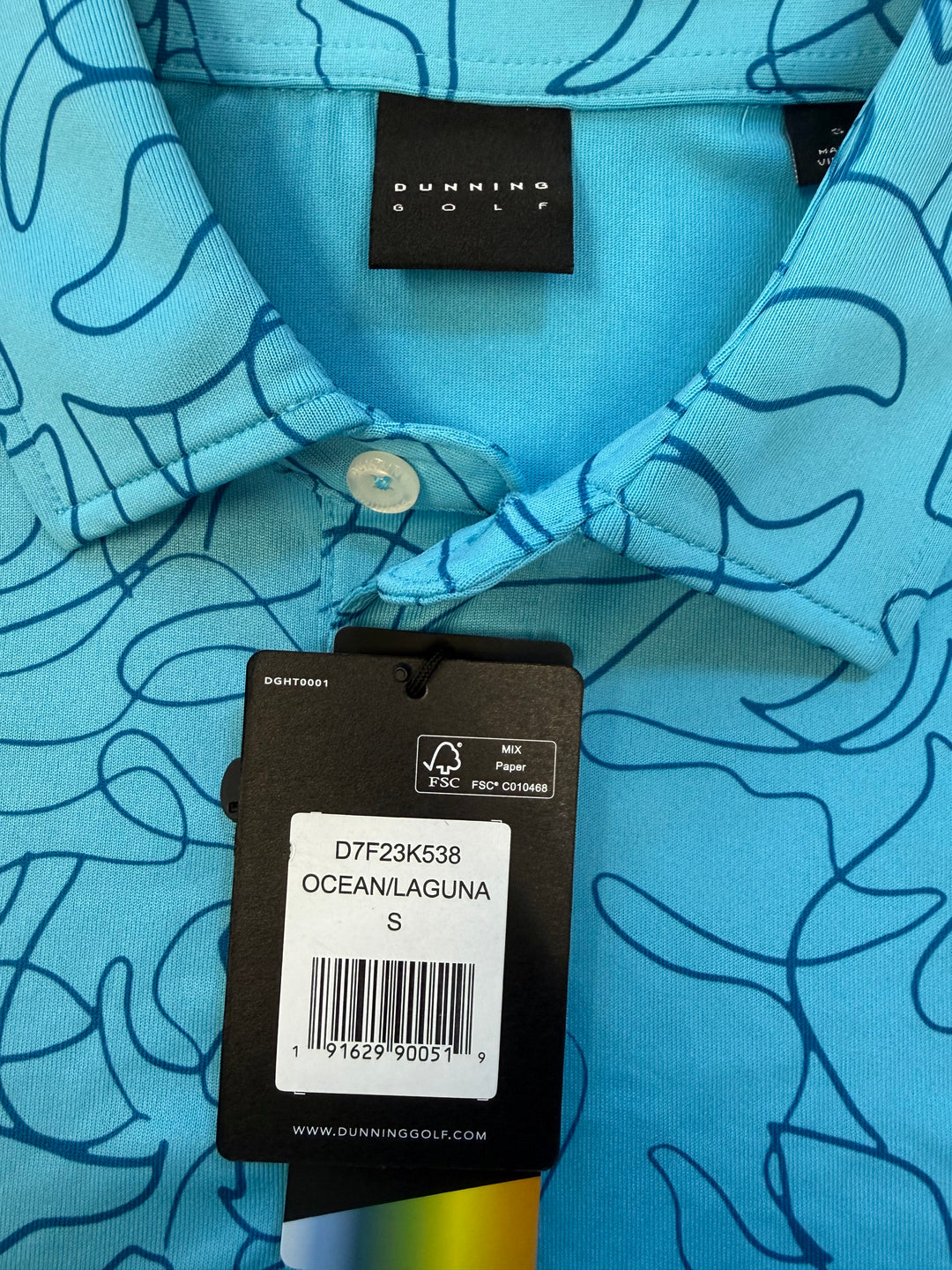 Dunning Golf Doodle Performance Polo (w/ logo) - Ocean/Laguna