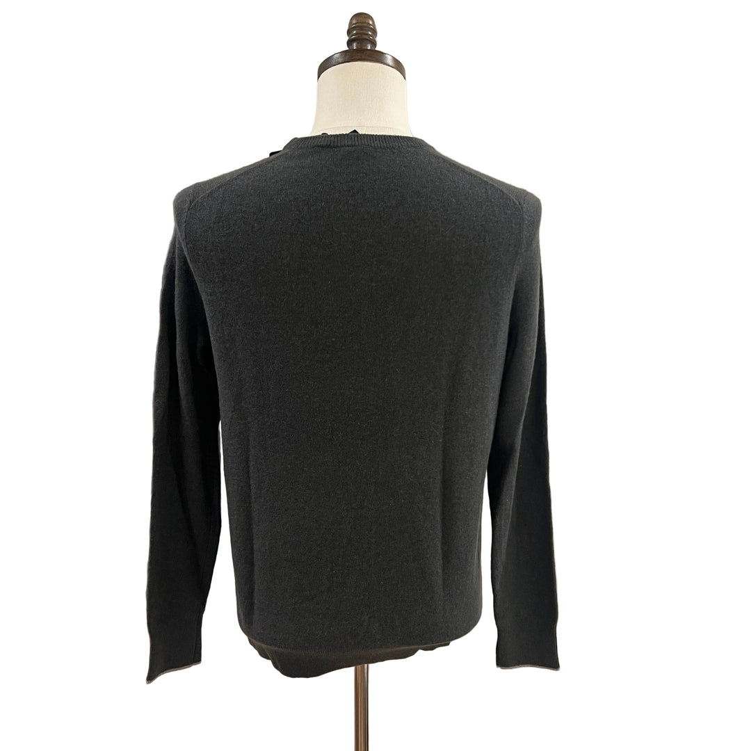 Dunning Campbell Cashmere Crew Neck Sweater (w/logo) - Cement - Skorzie