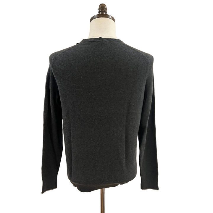 Dunning Campbell Cashmere Crew Neck Sweater (w/logo) - Cement - Skorzie