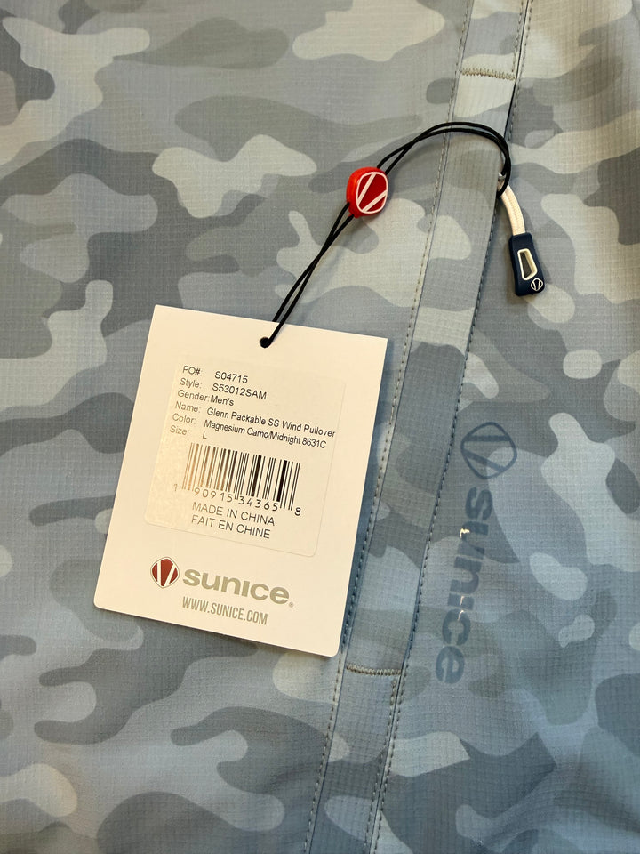 Sunice Glenn Water-Repellent WxTech Wind Pullover - Magnesium Camo - Large