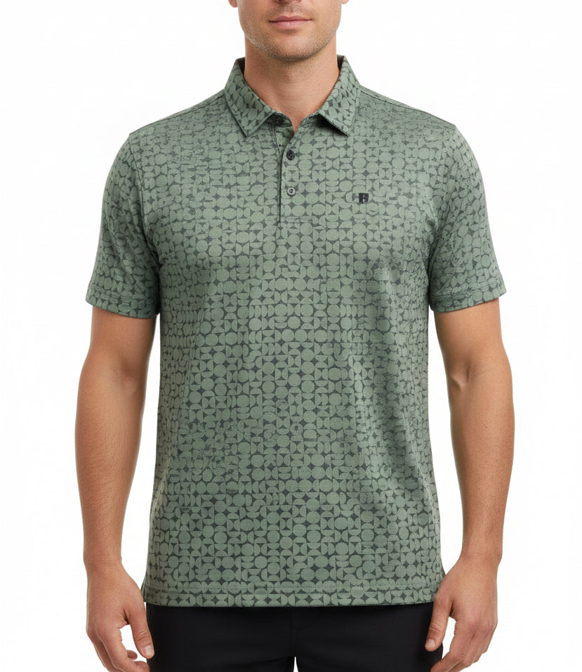 Travis Mathew Men's Polo Featherweight Caves Dark Olive Size XL