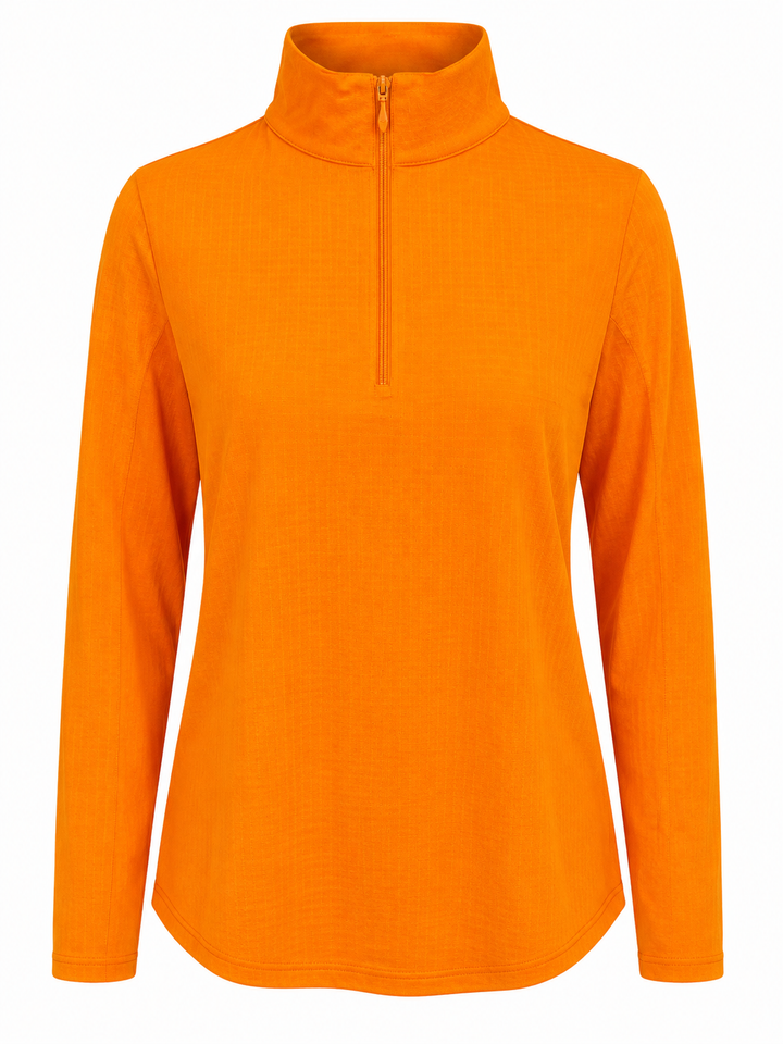 IBKUL Solid Long Sleeve Zip Mock - Orange Peel