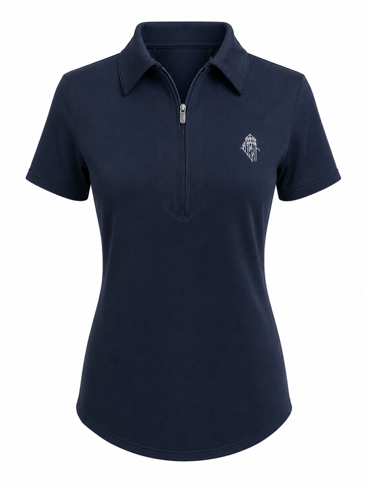 Jofit Short Sleeve Zip Performance Polo (w/ logo) - Navy