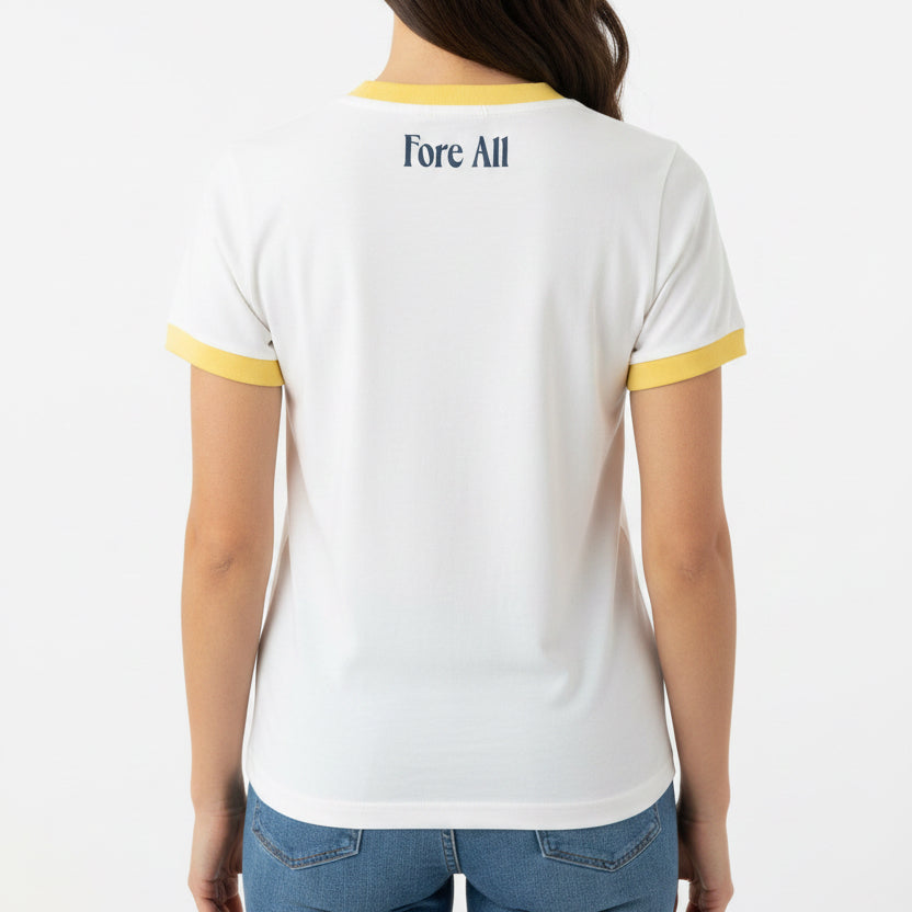 Fore All Women's Ringer Tee "Girls Is Players Too" White