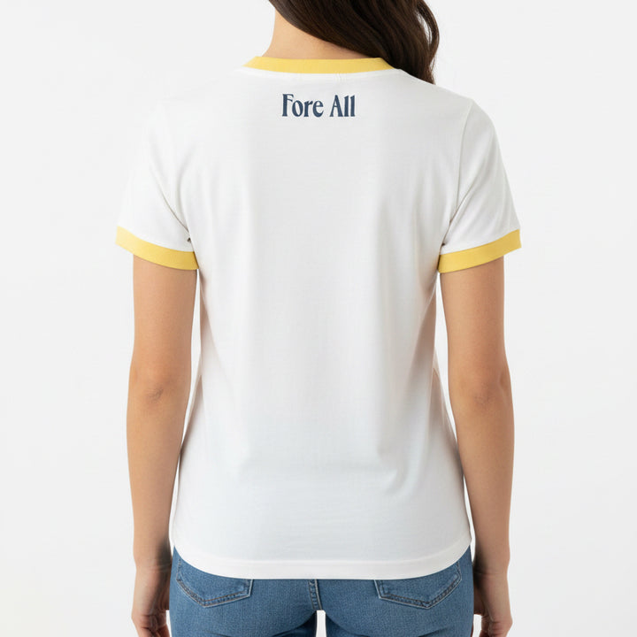Fore All Women's Ringer Tee "Girls Is Players Too" White