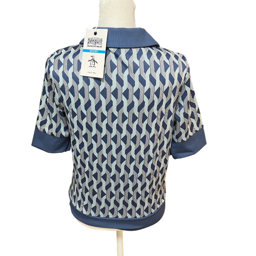 Penguin Half-Sleeve Geometric Top - True Navy - Small - Skorzie