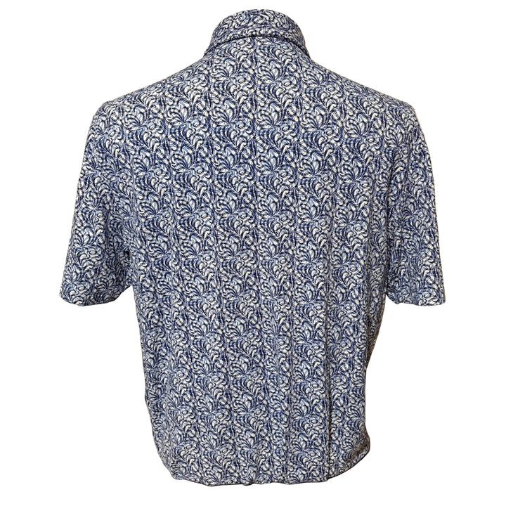 IBKUL Seaweed Print Short Sleeve Polo - Peri/Navy - Medium - Skorzie
