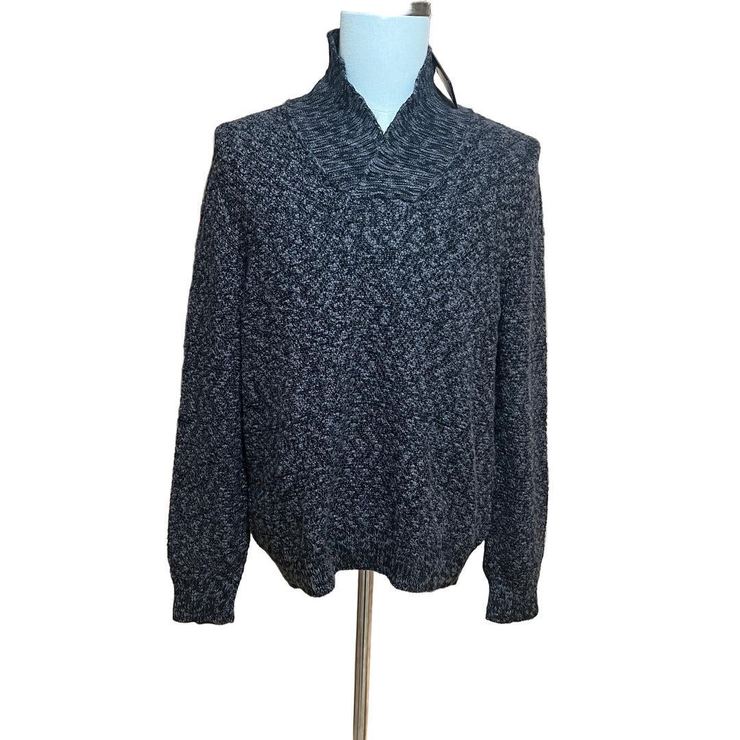 Billy Reid Marled Shawl Sweater - Charcoal - Medium - Skorzie