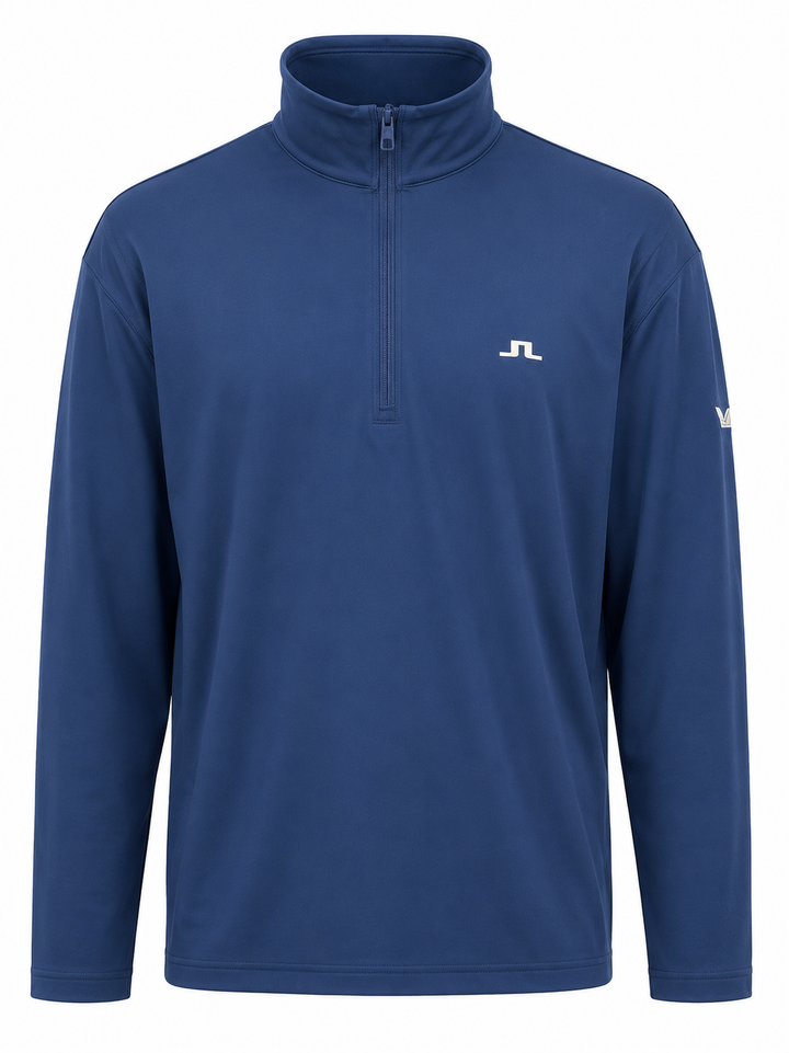 J.Lindeberg Men's Luke Quarter Zip (w/ Logo) - Estate Blue - 2XL - Skorzie
