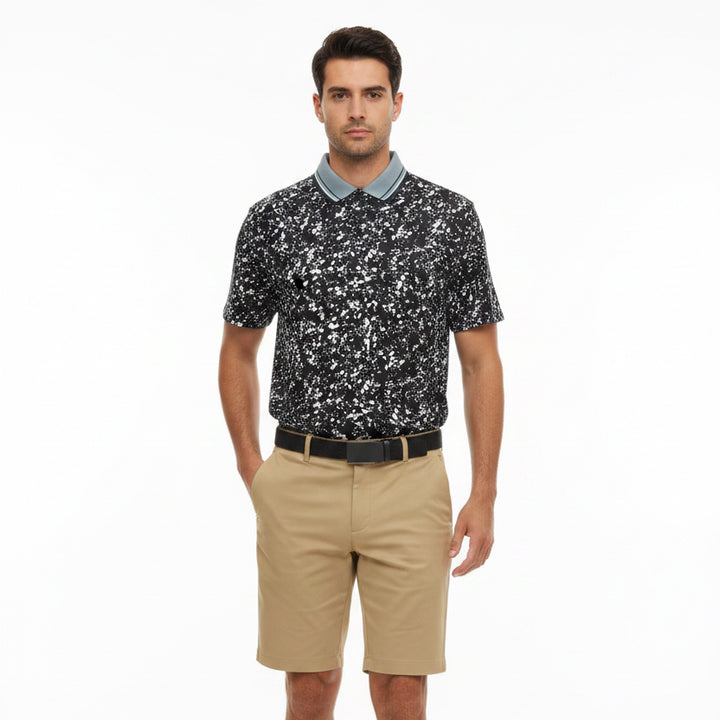 G/FORE Men's Polo Stamped Tech Jersey Twilight/Snow Size M