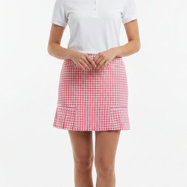 Golftini Women's Golf Skort 17.5" Pink Houndstooth Size 4