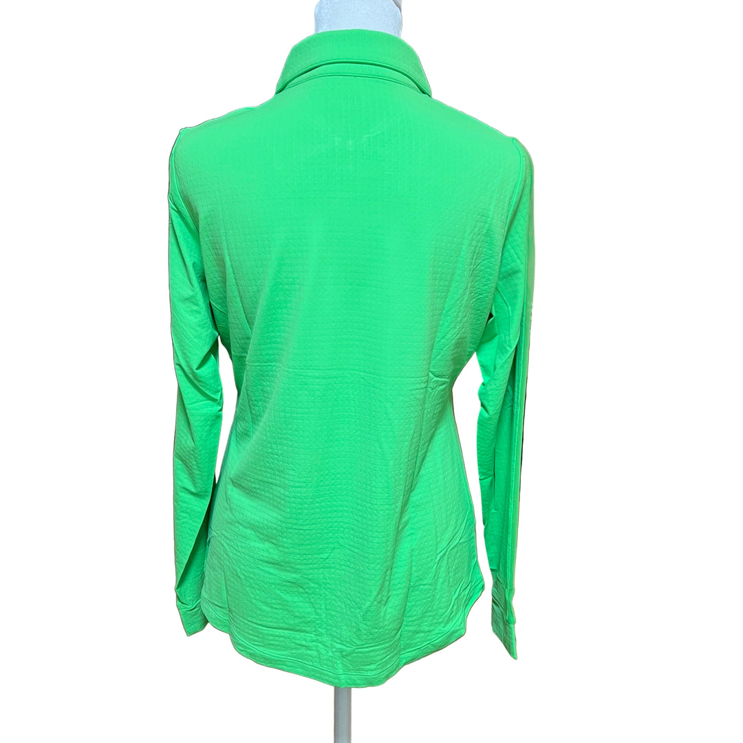 IBKUL Mesh Long Sleeve 1/4 Zip Polo - Lime - Small