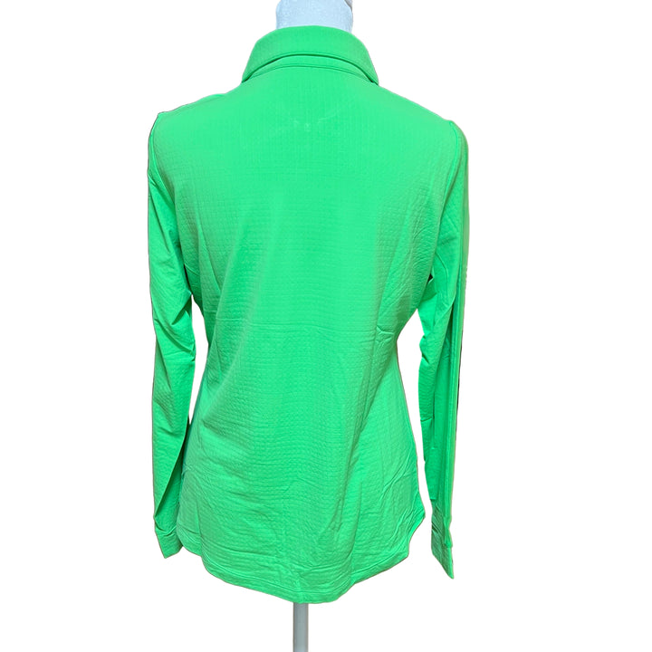 IBKUL Mesh Long Sleeve 1/4 Zip Polo - Lime - Small