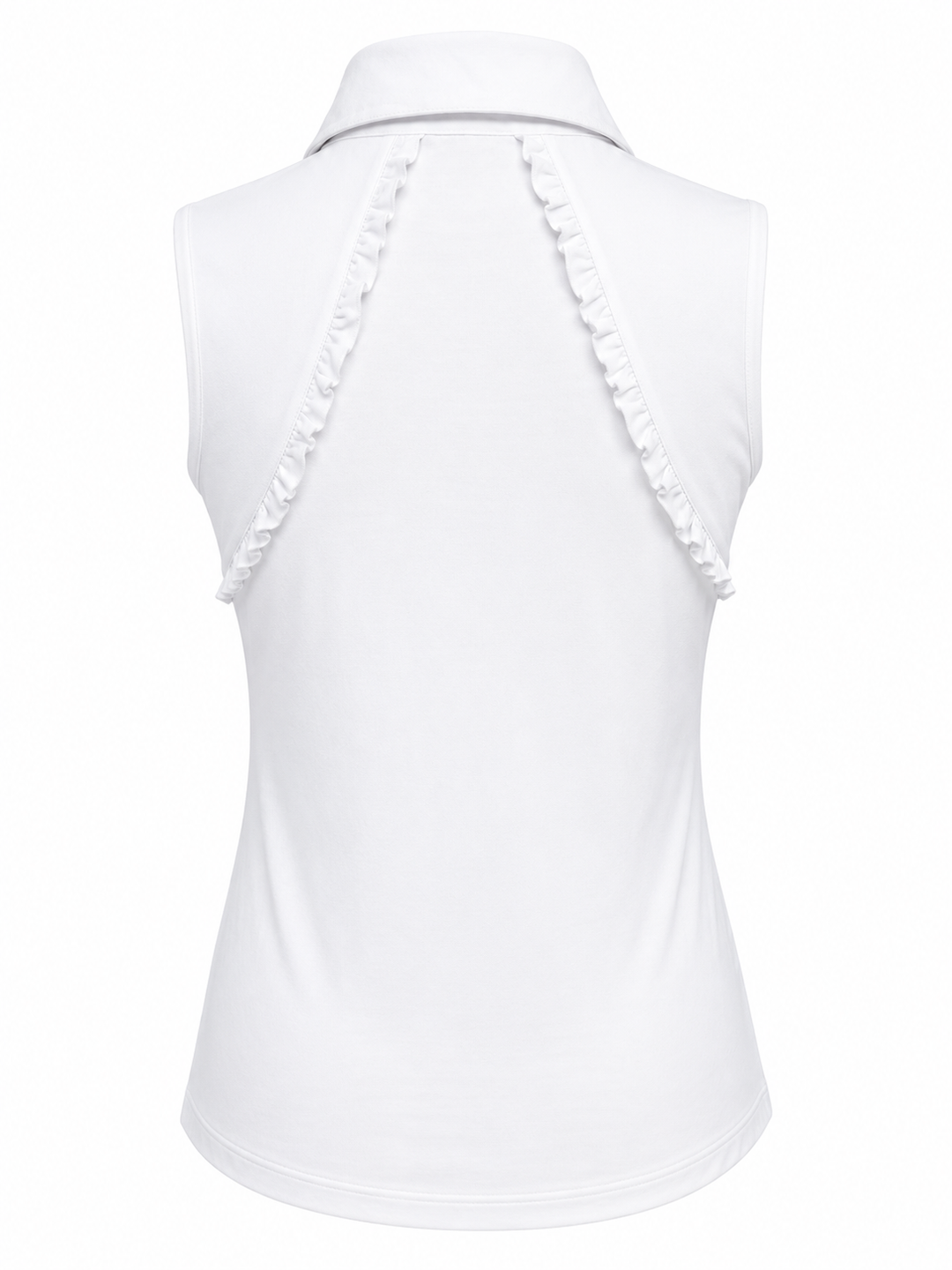 G-Lifestyle Sleeveless Ruffle Polo Top - White - Small