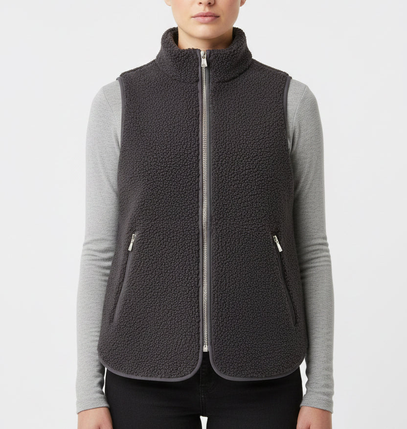 Peter Millar Women's Golf Vest Tilly Bonded Sherpa (w/ logo) Black Size XS