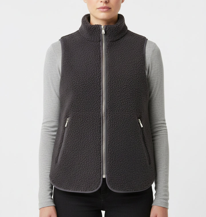 Peter Millar Women's Golf Vest Tilly Bonded Sherpa (w/ logo) Black Size XS