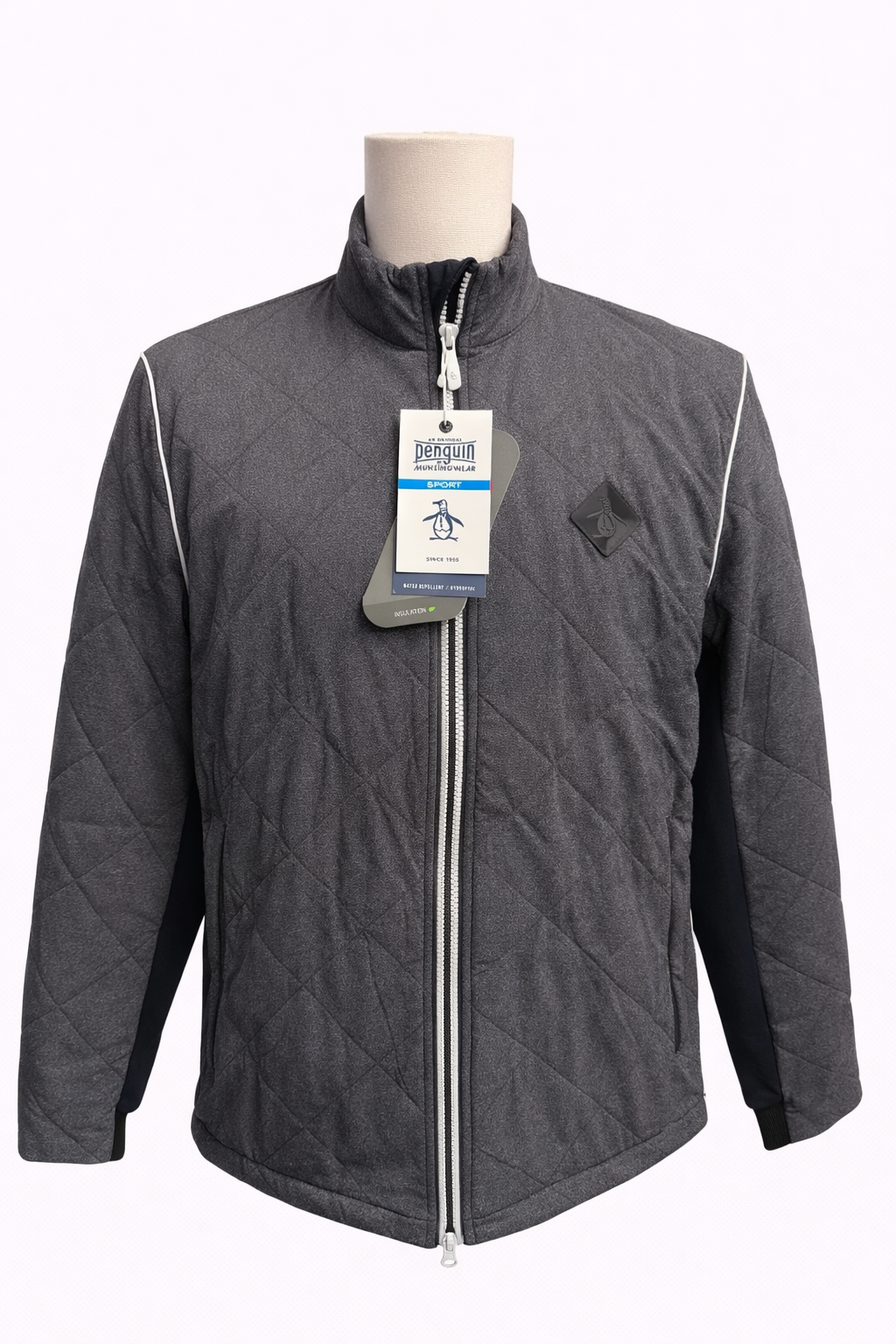 Penguin Insulated Quilted Jacket - Gray/Black - Medium - Skorzie