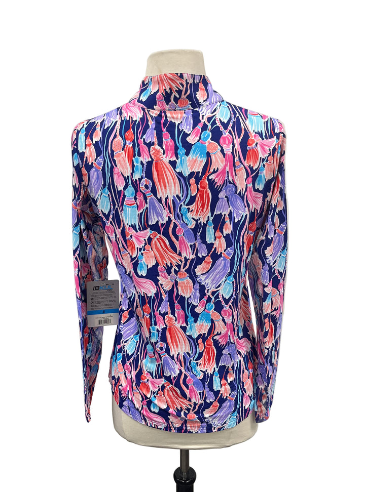 IBKUL Long Sleeve Mock Neck Top - Adela Navy Multi -Small - Skorzie