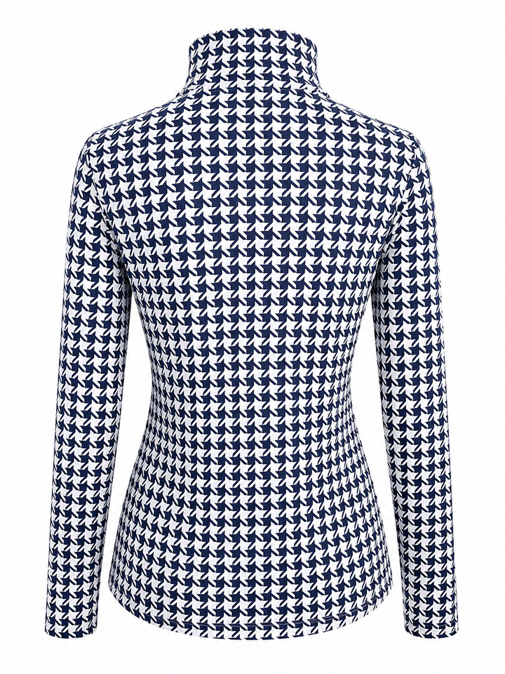 G-Lifestyle Long Sleeve Quarter Zip - Navy Houndstooth - Small
