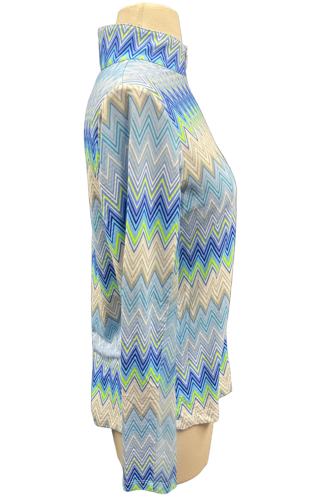 IBKUL Long Sleeve Mock Neck Top - Neon Zig-Zag - Small - Skorzie