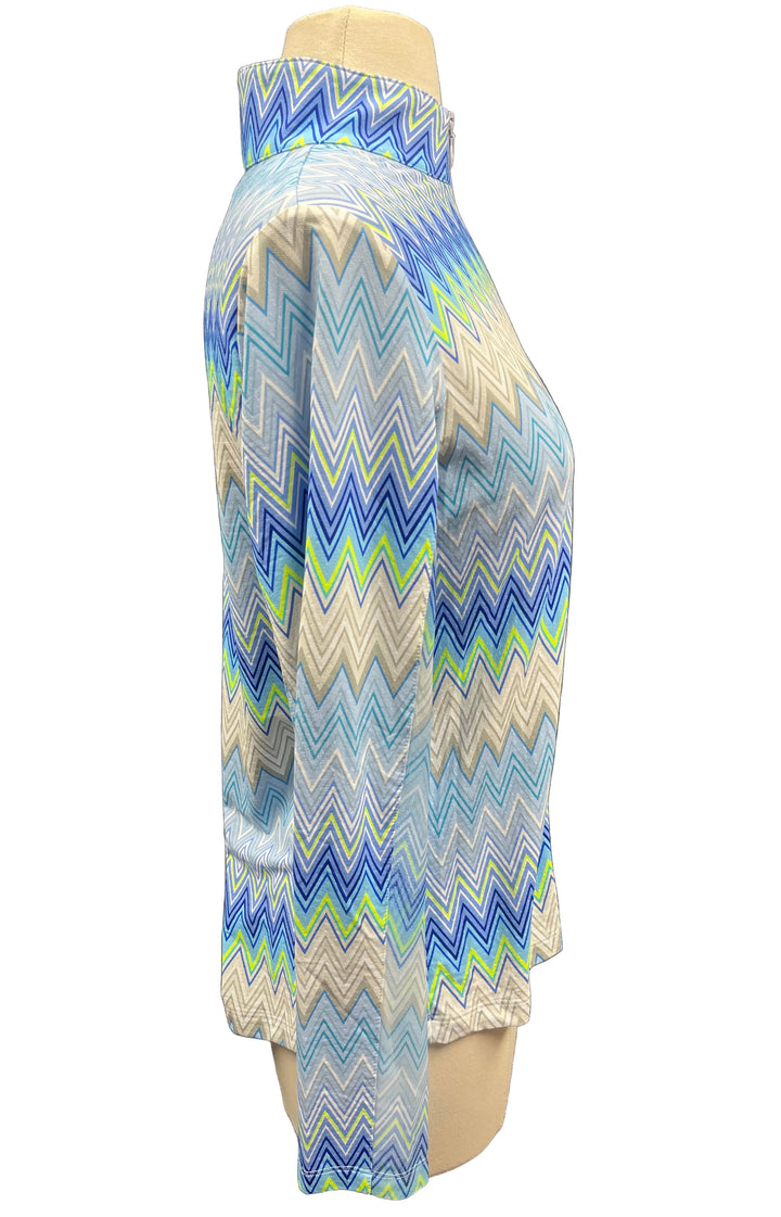 IBKUL Long Sleeve Mock Neck Top - Neon Zig-Zag - Small - Skorzie