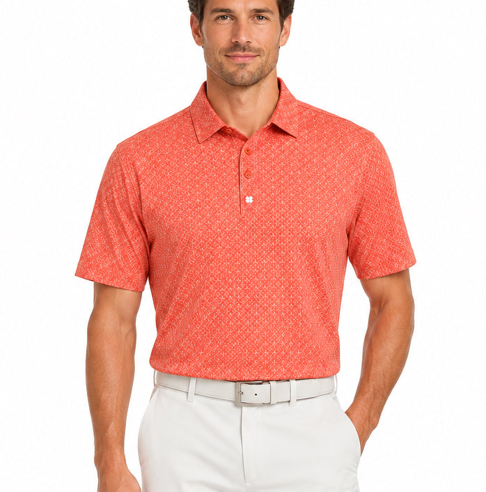 Black Clover Men's Golf Polo Clover Crush Brandy Size L