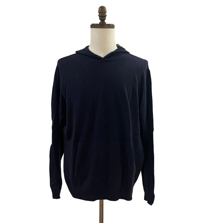 Peter Millar Conway Wool Cashmere Popover Hoodie - Navy - Large - Skorzie
