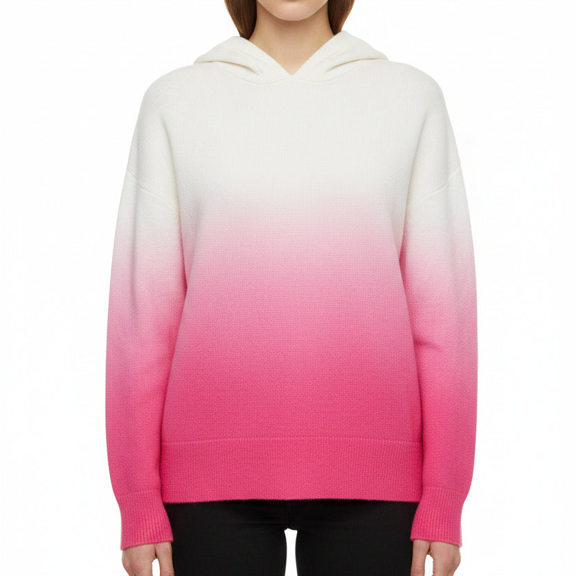 G/FORE Women's Hoodie Dip Dyed Wool Chalk White/Knockout Pink Size S