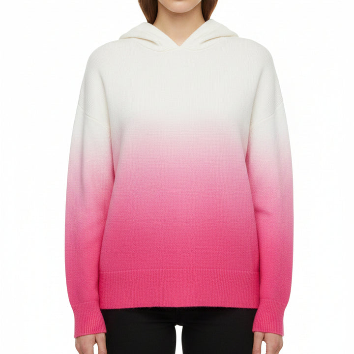 G/FORE Women's Hoodie Dip Dyed Wool Chalk White/Knockout Pink Size S