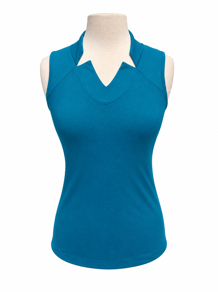 Sofibella Notched Collar Sleeveless Top - Teal