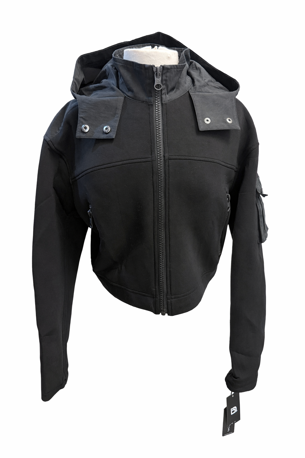 Blanc Noir Women's Cropped Scuba Jacket - Black - Small - Skorzie