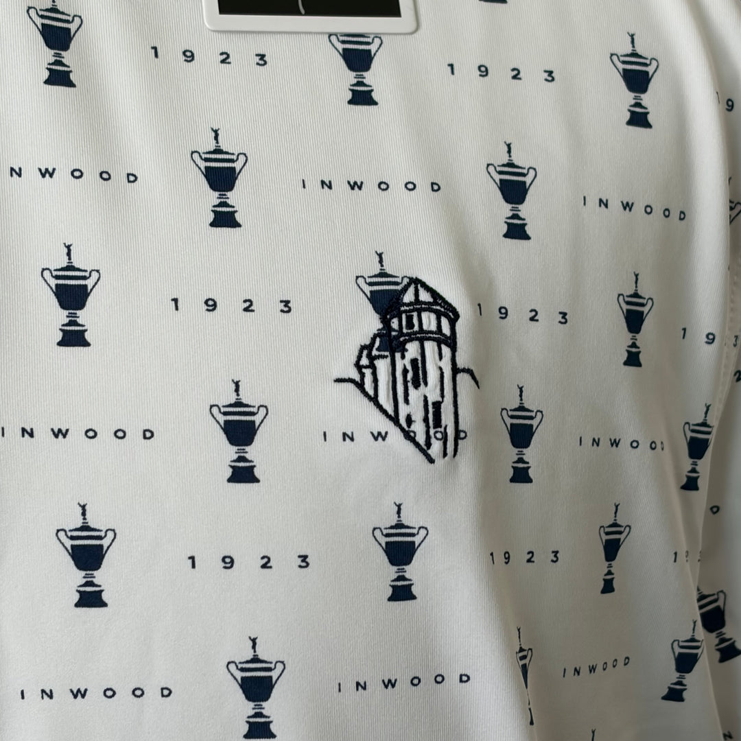 Bobby Jones Performance Jersey 1923 Trophy Print Polo (w/ logo) - White - Skorzie