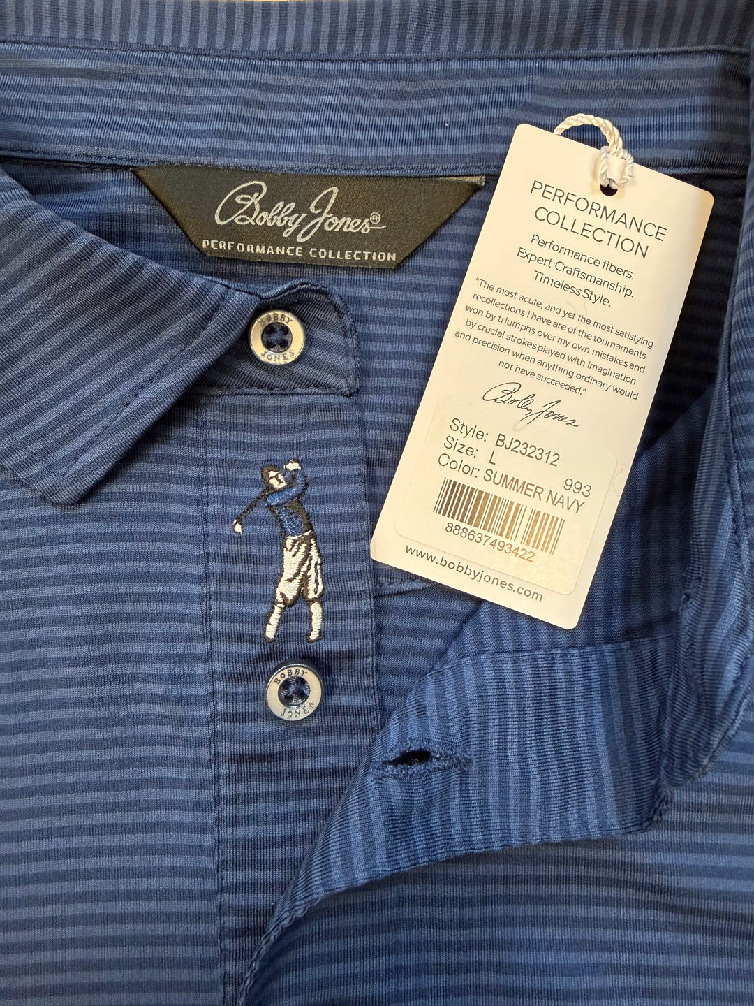 Bobby Jones Performance Tonal Striped Polo - Summer Navy - Large