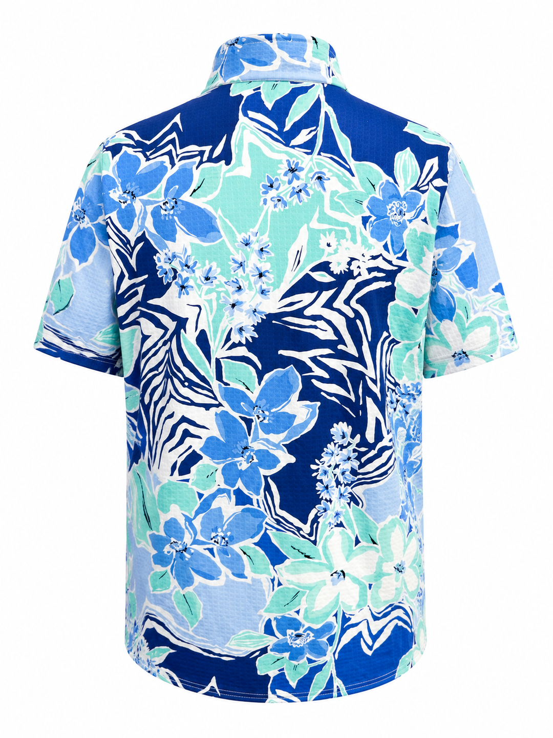 IBKUL Amelia Short Sleeve Zip Mock - Navy/Seafoam